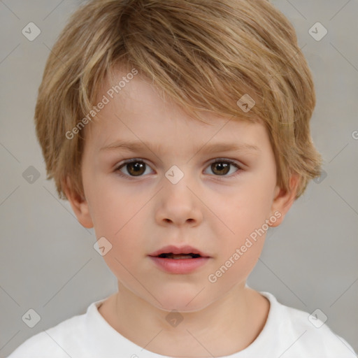 Neutral white child male with short  brown hair and brown eyes