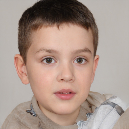 Neutral white child male with short  brown hair and brown eyes