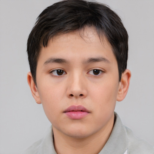 Neutral white child male with short  brown hair and brown eyes