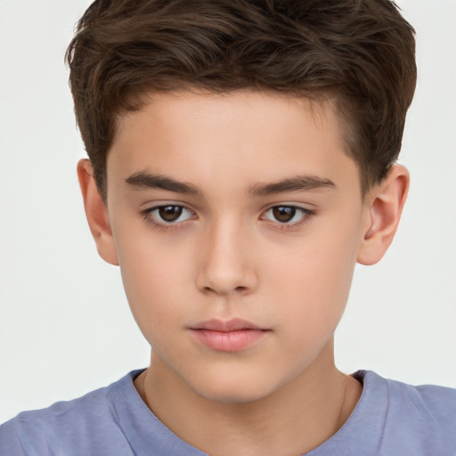 Neutral white child male with short  brown hair and brown eyes