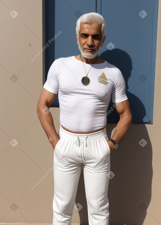 Egyptian 45 years male with  white hair