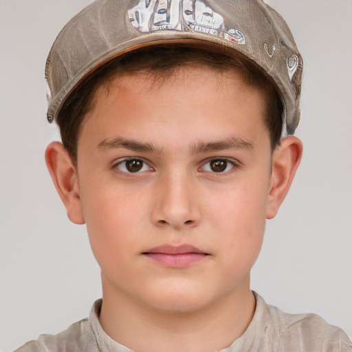 Neutral white child male with short  brown hair and brown eyes