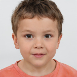 Neutral white child male with short  brown hair and brown eyes