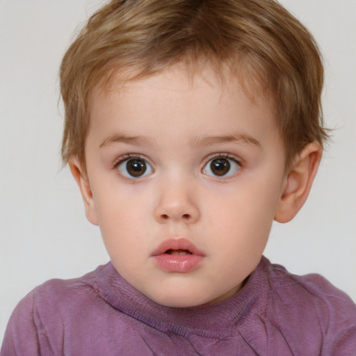 Neutral white child male with short  brown hair and brown eyes