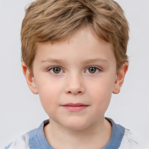 Neutral white child male with short  brown hair and grey eyes