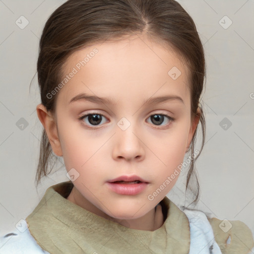 Neutral white child female with medium  brown hair and brown eyes