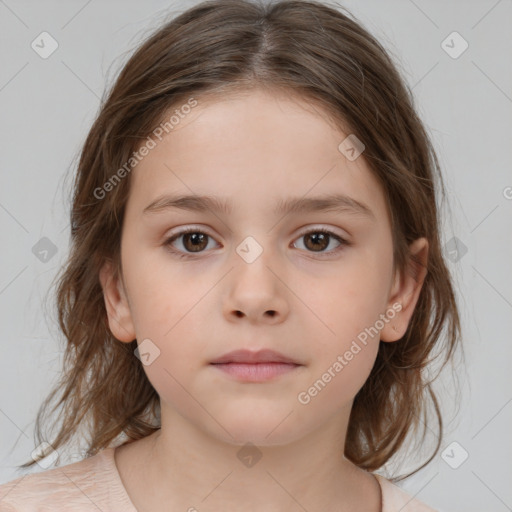 Neutral white child female with medium  brown hair and brown eyes