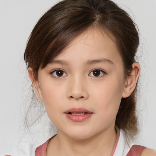 Neutral white child female with medium  brown hair and brown eyes