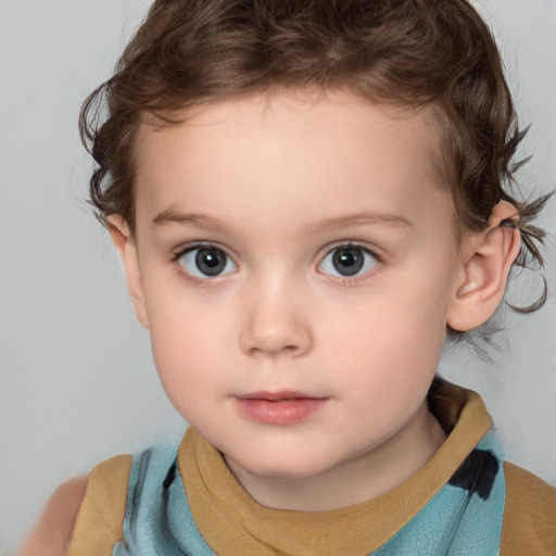 Neutral white child female with medium  brown hair and brown eyes