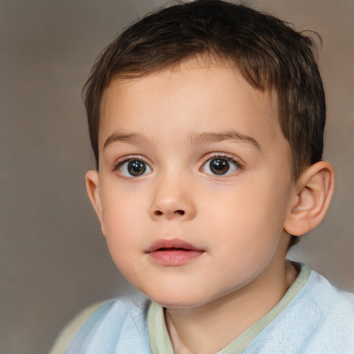 Neutral white child male with short  brown hair and brown eyes