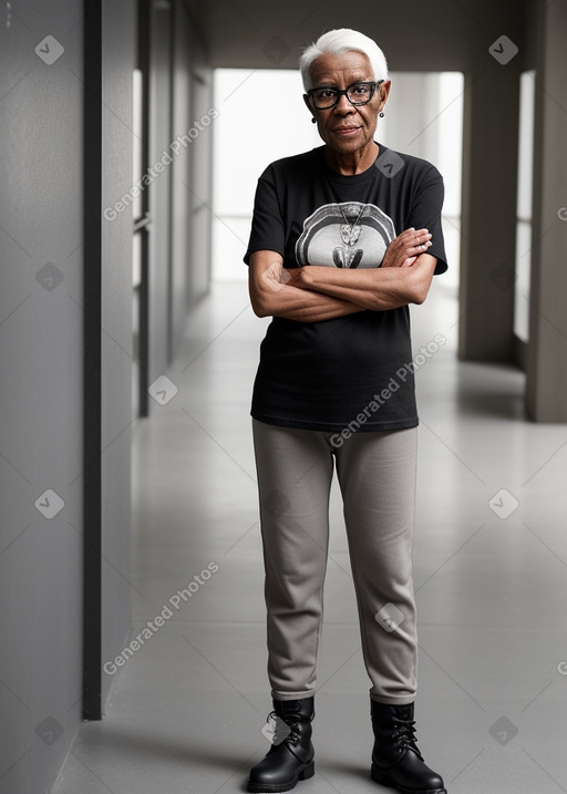 Elderly non-binary with  gray hair