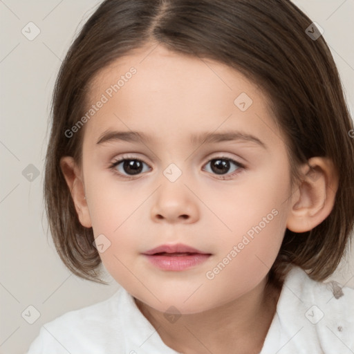 Neutral white child female with medium  brown hair and brown eyes