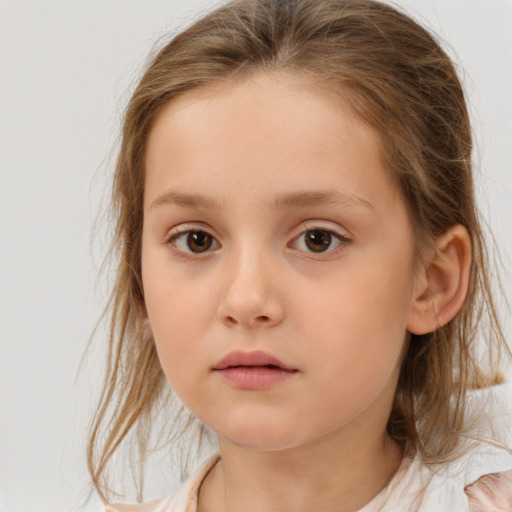 Neutral white child female with medium  brown hair and brown eyes