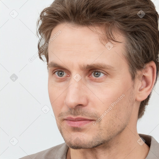 Neutral white adult male with short  brown hair and brown eyes