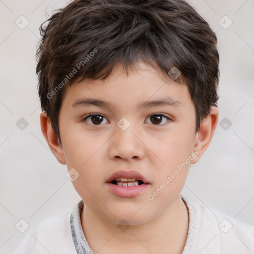 Neutral white child male with short  brown hair and brown eyes