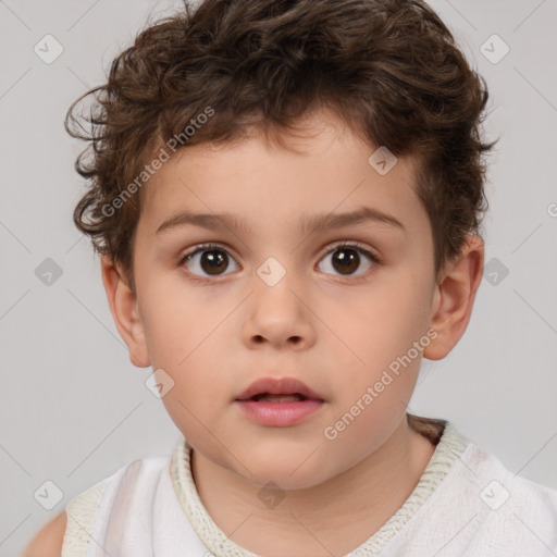 Neutral white child male with short  brown hair and brown eyes