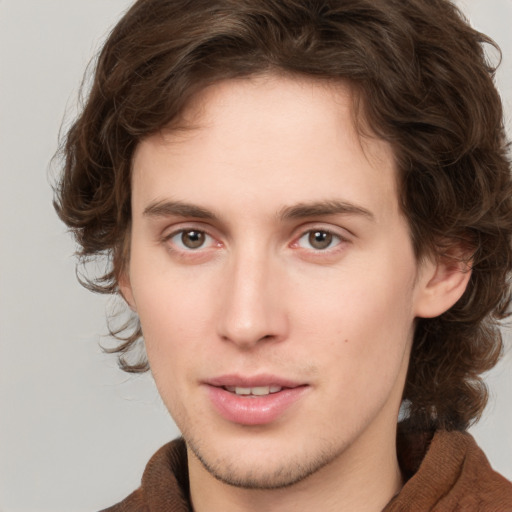 Neutral white young-adult male with medium  brown hair and brown eyes