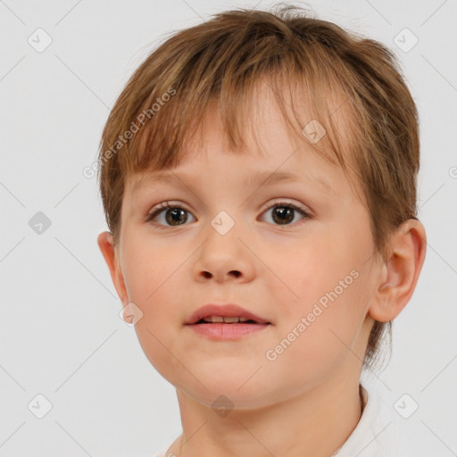 Neutral white child female with medium  brown hair and brown eyes