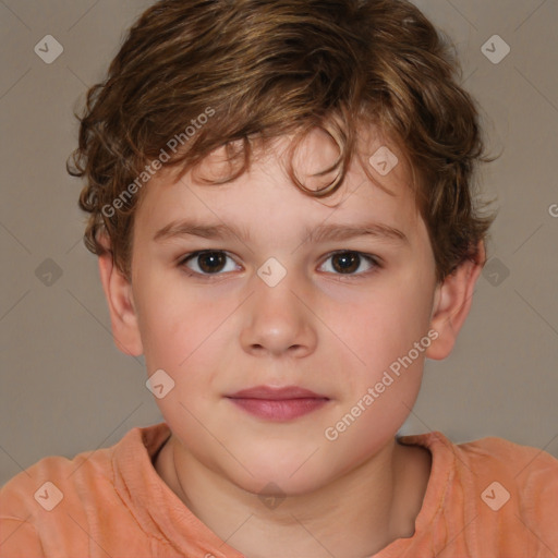 Neutral white child male with short  brown hair and brown eyes