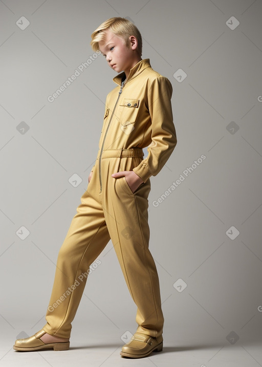 Mongolian teenager boy with  blonde hair