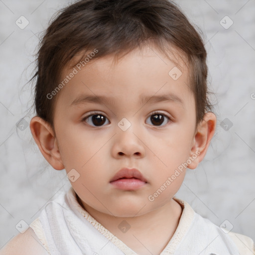 Neutral white child male with short  brown hair and brown eyes