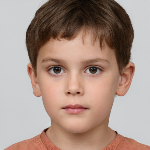 Neutral white child male with short  brown hair and brown eyes