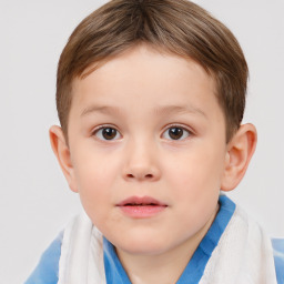 Neutral white child male with short  brown hair and brown eyes