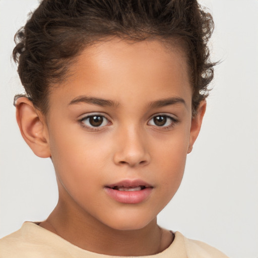 Neutral white child female with short  brown hair and brown eyes