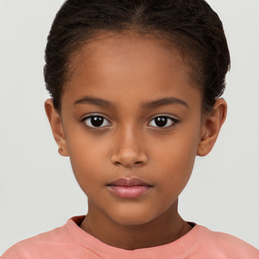 Neutral white child female with short  brown hair and brown eyes