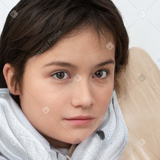 Neutral white child female with medium  brown hair and brown eyes