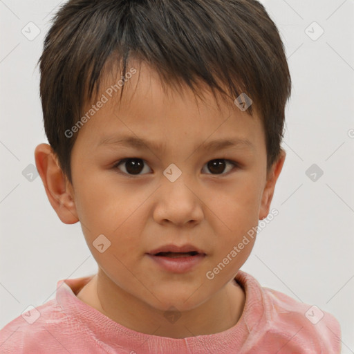 Neutral white child male with short  brown hair and brown eyes