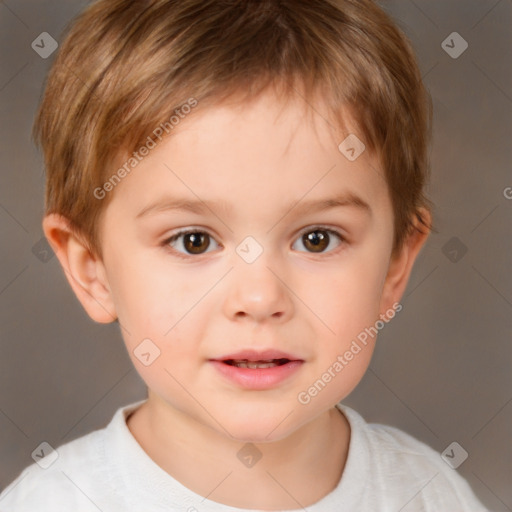 Neutral white child male with short  brown hair and brown eyes