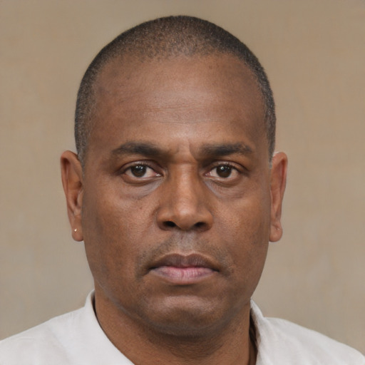 Neutral latino adult male with short  brown hair and brown eyes