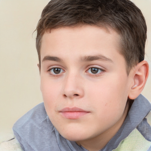 Neutral white child male with short  brown hair and brown eyes