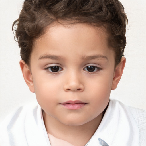 Neutral white child female with short  brown hair and brown eyes