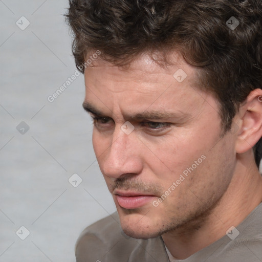 Neutral white adult male with short  brown hair and brown eyes