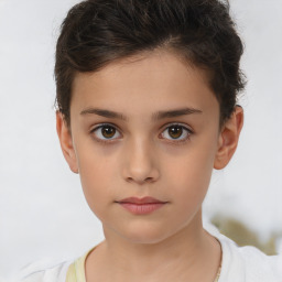 Neutral white child female with short  brown hair and brown eyes