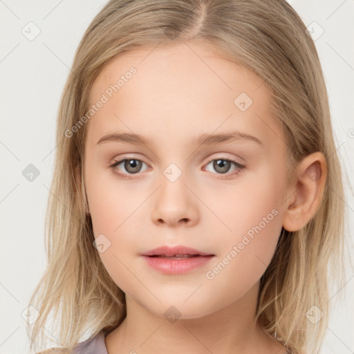 Neutral white child female with medium  brown hair and brown eyes