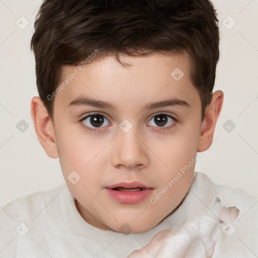 Neutral white child male with short  brown hair and brown eyes