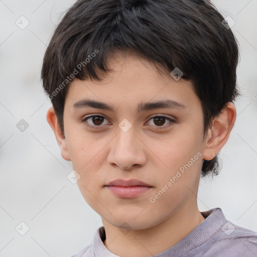 Neutral white child female with short  brown hair and brown eyes