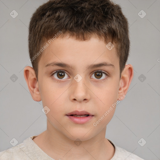 Neutral white child male with short  brown hair and brown eyes