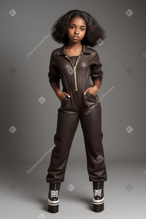 African american teenager female with  brown hair