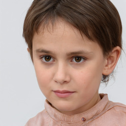 Neutral white child female with short  brown hair and brown eyes