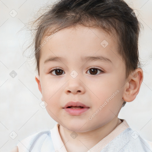 Neutral white child male with short  brown hair and brown eyes