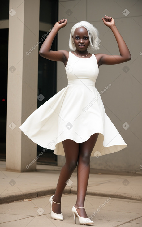 Ugandan young adult female with  white hair