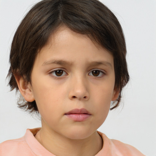 Neutral white child female with medium  brown hair and brown eyes