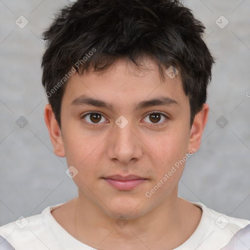 Neutral white child male with short  brown hair and brown eyes