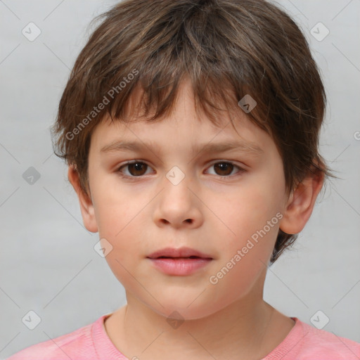 Neutral white child male with short  brown hair and brown eyes