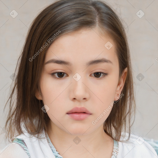 Neutral white child female with medium  brown hair and brown eyes