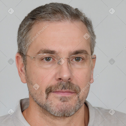 Neutral white adult male with short  brown hair and brown eyes